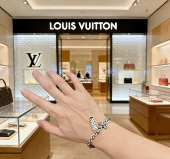 Louis Vuitton Butterfly Tag Charm Chain Bracelet