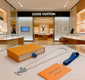 Louis Vuitton Pearl Letter Pendant Layered Necklace