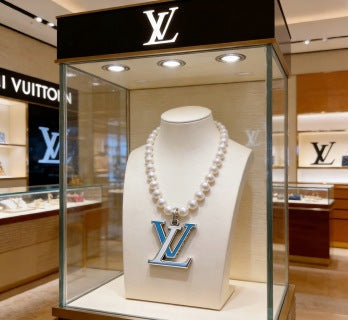 Louis Vuitton Pearl Letter Pendant Layered Necklace