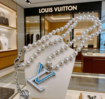 Louis Vuitton Pearl Letter Pendant Layered Necklace