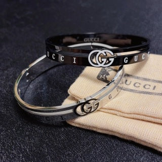 Gucci GG Engraved Slim Cuff Bangle Bracelet