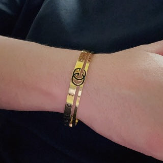 Gucci GG Engraved Slim Cuff Bangle Bracelet
