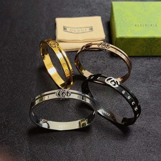 Gucci GG Engraved Slim Cuff Bangle Bracelet