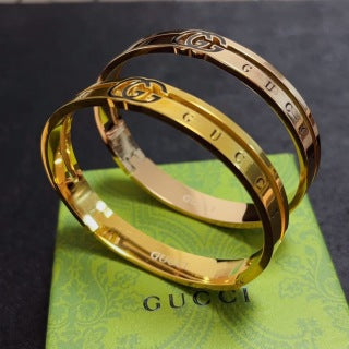 Gucci GG Engraved Slim Cuff Bangle Bracelet
