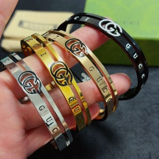 Gucci GG Engraved Slim Cuff Bangle Bracelet