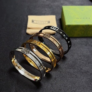 Gucci GG Engraved Slim Cuff Bangle Bracelet
