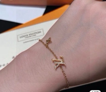 Louis Vuitton Diamond Letter Charm Chain Bracelet