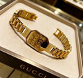 Gucci GG Engraved Buckle Gold Link Bracelet