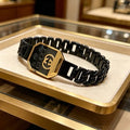 Gucci GG Black Enamel Plaque Link Bracelet