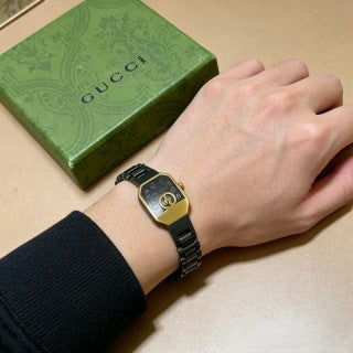 Gucci GG Black Enamel Plaque Link Bracelet