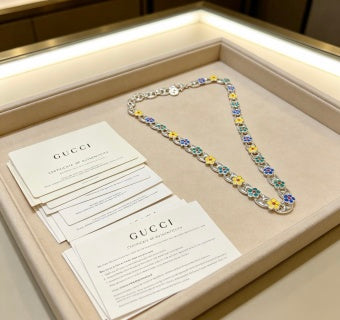 Gucci GG Floral Enamel Link Gold Necklace