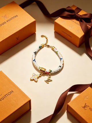 Louis Vuitton Color Bead Charm Leather Wrap Bracelet