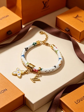Louis Vuitton Color Bead Charm Leather Wrap Bracelet
