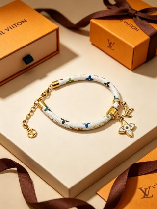 Louis Vuitton Color Bead Charm Leather Wrap Bracelet