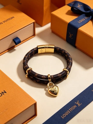 Louis Vuitton Monogram Leather Loop Charm Bracelet