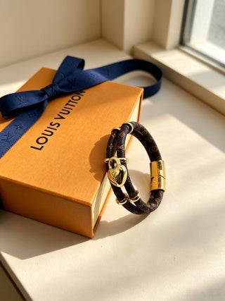 Louis Vuitton Monogram Leather Loop Charm Bracelet