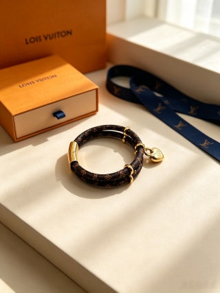 Louis Vuitton Monogram Leather Loop Charm Bracelet