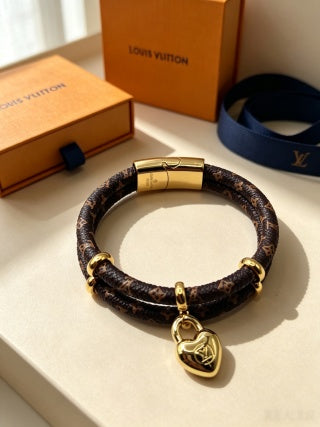 Louis Vuitton Monogram Leather Loop Charm Bracelet