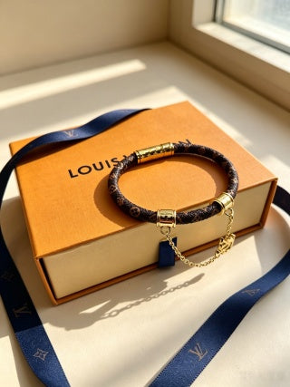 Louis Vuitton Monogram Leather Charm Wrap Bracelet