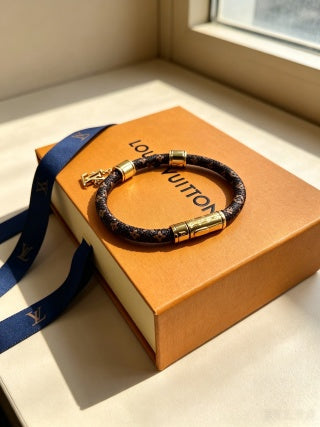 Louis Vuitton Monogram Leather Charm Wrap Bracelet