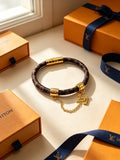 Louis Vuitton Monogram Leather Charm Wrap Bracelet