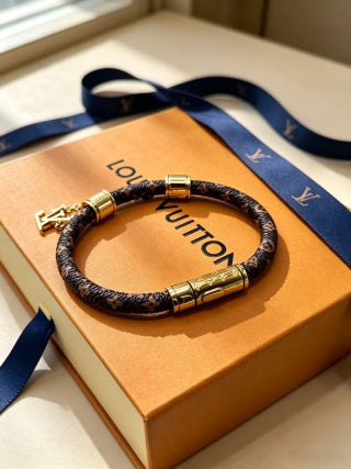 Louis Vuitton Monogram Leather Charm Wrap Bracelet