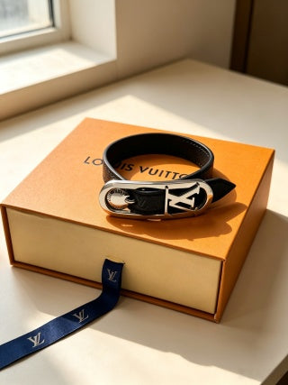 Louis Vuitton Monogram Buckle Leather Wrap Bracelet