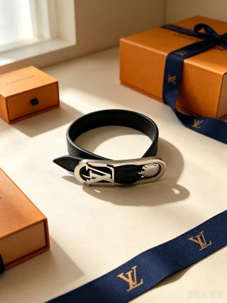 Louis Vuitton Monogram Buckle Leather Wrap Bracelet