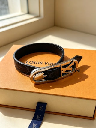 Louis Vuitton Monogram Buckle Leather Wrap Bracelet