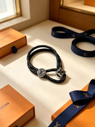 Louis Vuitton Monogram Loop Leather Wrap Bracelet