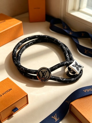 Louis Vuitton Monogram Loop Leather Wrap Bracelet