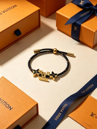 Louis Vuitton Eclipse Monogram Leather Wrap Bracelet