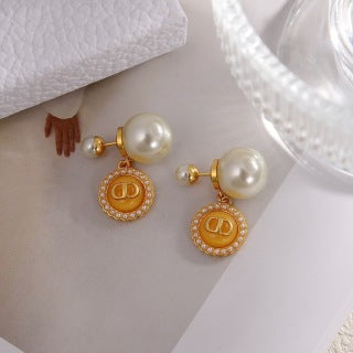 Dior Pearl Medallion Charm Earrings