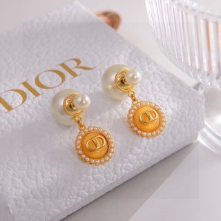 Dior Pearl Medallion Charm Earrings