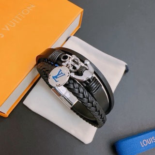Louis Vuitton Monogram Leather Double Wrap Charm Bracelet
