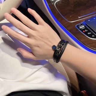 Louis Vuitton Monogram Leather Double Wrap Charm Bracelet