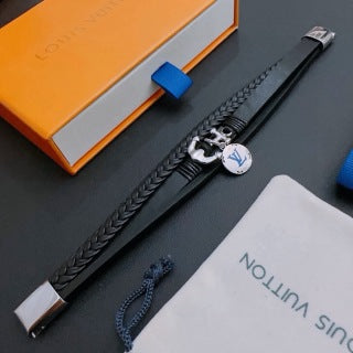Louis Vuitton Monogram Leather Double Wrap Charm Bracelet