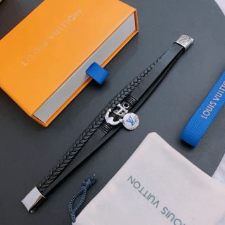 Louis Vuitton Monogram Leather Double Wrap Charm Bracelet