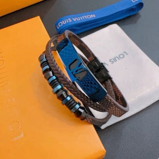 Louis Vuitton Ocean Blue Monogram Leather Multi-Layer Bracelet