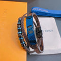 Louis Vuitton Ocean Blue Monogram Leather Multi-Layer Bracelet