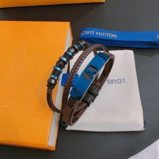Louis Vuitton Ocean Blue Monogram Leather Multi-Layer Bracelet
