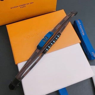 Louis Vuitton Ocean Blue Monogram Leather Multi-Layer Bracelet
