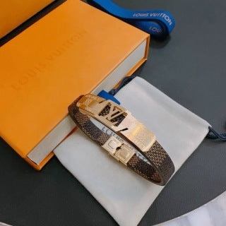 Louis Vuitton Monogram Silver Plate Leather Bracelet
