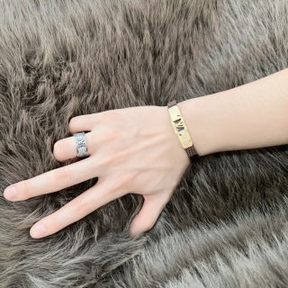 Louis Vuitton Monogram Silver Plate Leather Bracelet