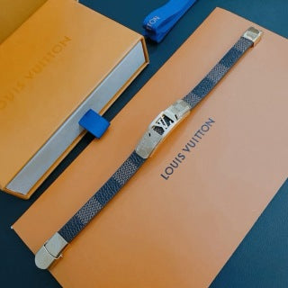Louis Vuitton Monogram Silver Plate Leather Bracelet