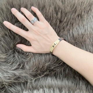 Louis Vuitton Monogram Silver Plate Leather Bracelet