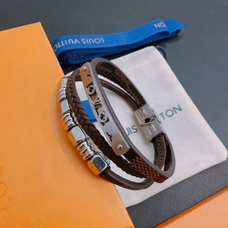 Louis Vuitton Monogram Braided Leather Multi-Layer Bracelet