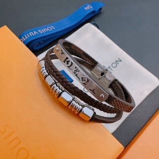 Louis Vuitton Monogram Braided Leather Multi-Layer Bracelet