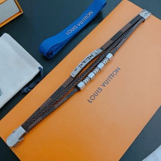 Louis Vuitton Monogram Braided Leather Multi-Layer Bracelet