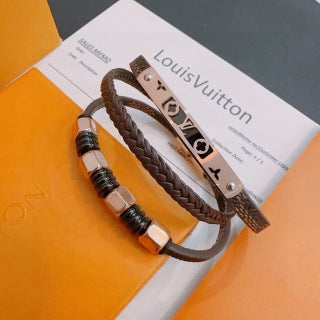 Louis Vuitton Monogram Braided Leather Cuff Bracelet